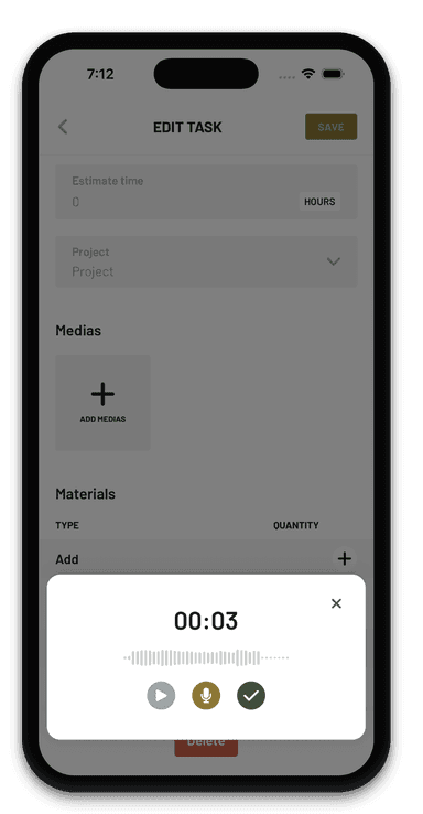 Audio memo recorder on the task editing screen