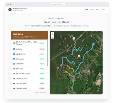 Trail conditions widget with map