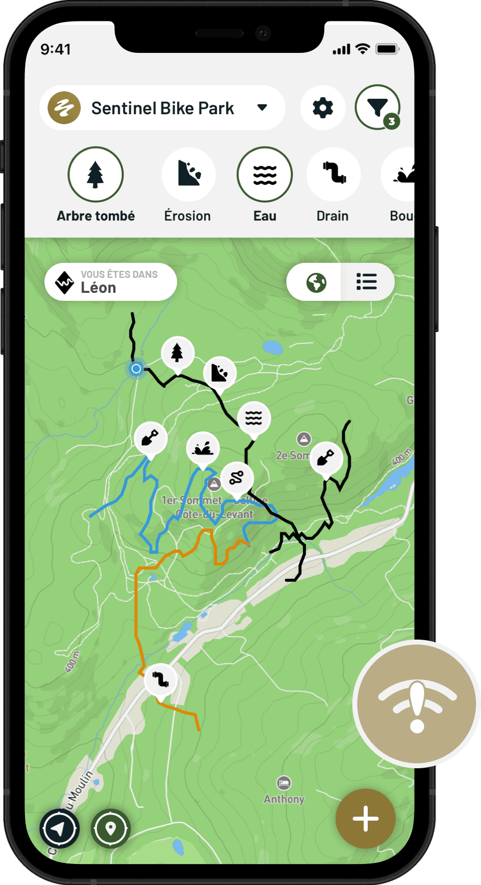 Identifiez - Ajoutez des tâches directement via votre position GPS , même sans connection Internet!