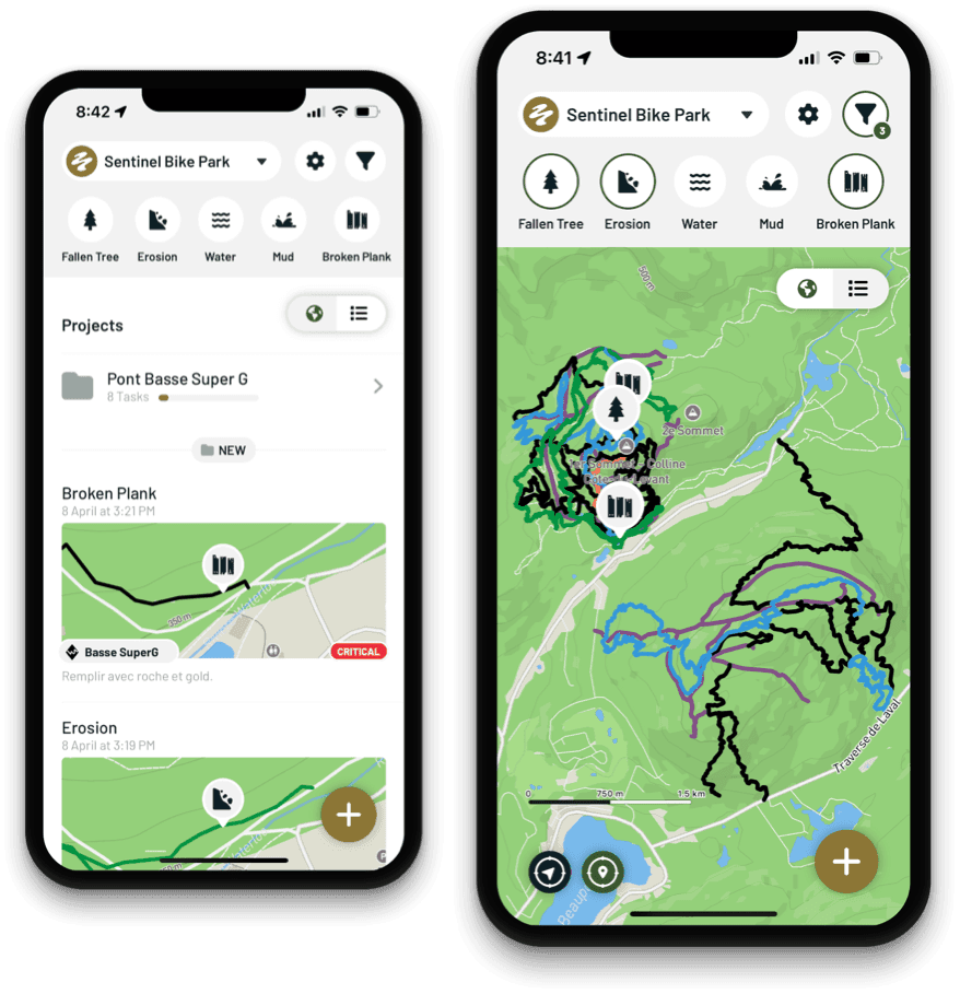 Sentinel trail maintenance application mobile interface