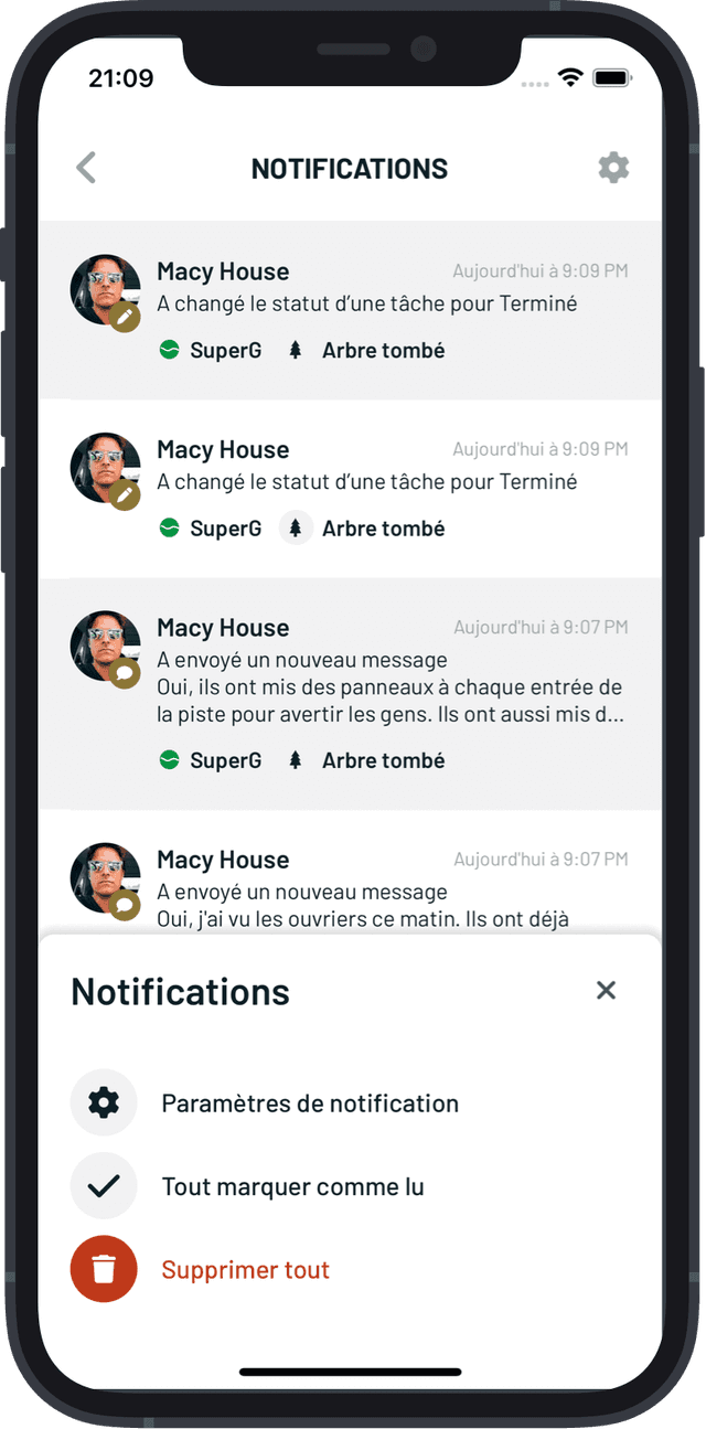 Options notifications